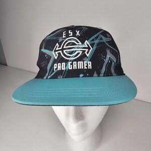 ESX360 🎮 Pro Gamer Youth Hat Black & Teal Snapback Cap Esports Graphic Style